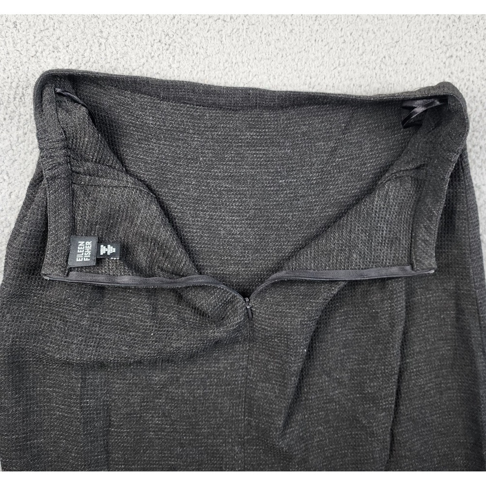 Eileen Fisher Skirt M Black Midi Lagenlook Pencil Waffle Wool Rayon Dress Casual - Picture 5 of 13